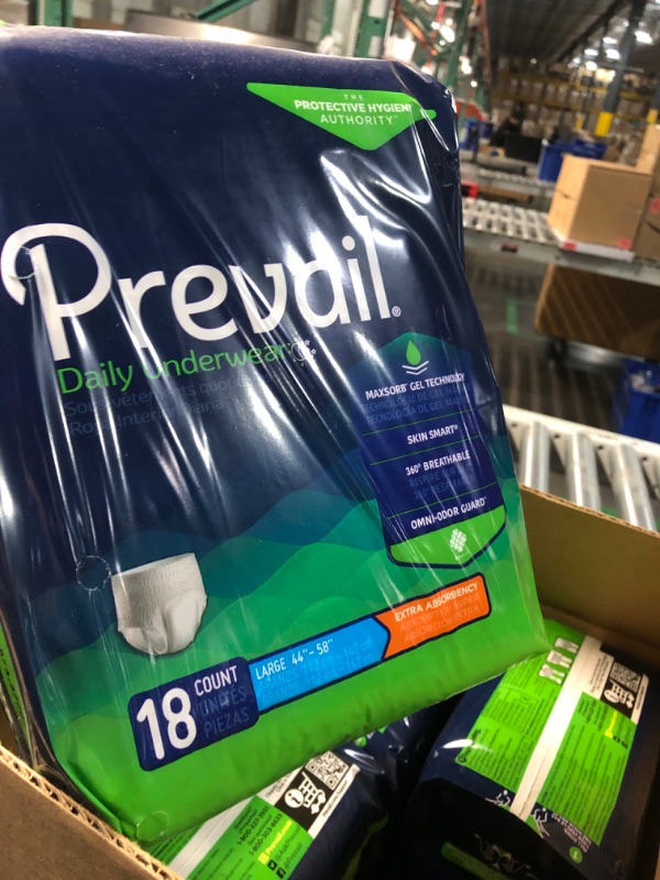 Photo 4 of *** FACTORY SEAL****** NONREFUNABLE***mck82173100 adult absorbent underwear prevail pull on 2xlarge disposable heavy absorbency 4 BAG X 18