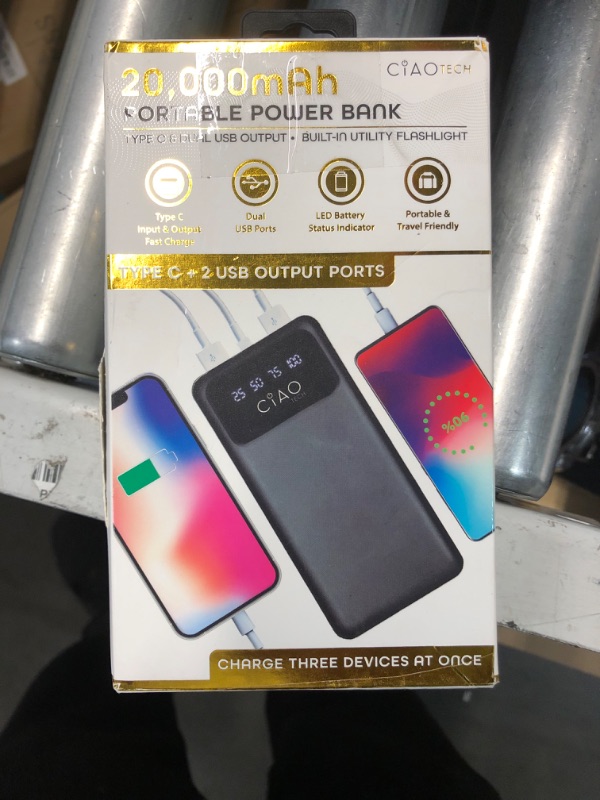 Photo 2 of ***used****

CIAO TECH Portable Charger Power Bank - 20000 mAh Portable Charger USB C - LED Display Slim Power Bank Fast Charging,Utility Flashlight, Travel Accessories