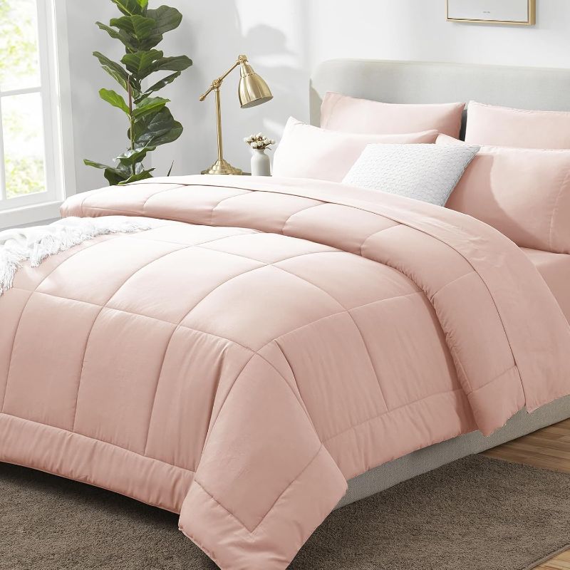 Photo 1 of ***IMAGE FOR REFERENCE - BLANKET WITH SOME SHEETS - PARTIAL SET*** **QUEEN**
Bed in a Bag Comforters Queen Size Comforter Set Bedding Sets with All Season  Comforter, Flat Sheet, Fitted Sheet, Pillowcases, Blush Pink