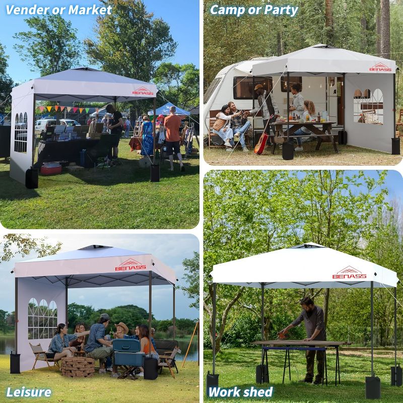 Photo 1 of ***IMAGE FOR REFERENCE**
10x10 Pop Up Canopy with Sidewalls, Easy Up Canopy Tent, Heavy Duty Tents for Parties, One Person Set Up Event Tent, White