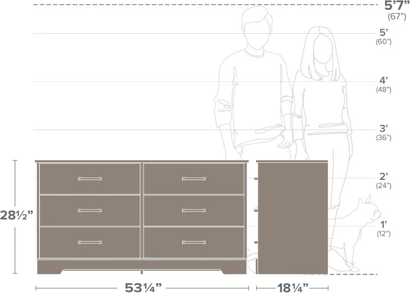 Photo 3 of ***TRUCK / TRAILER PICK UP***
Prepac Rustic Ridge Farmhouse 6-Drawer Double Dresser, Brown Dresser for Bedroom, Chest of Drawers with 6 Storage Drawers, 53.25” wide x 18.25” deep x 28.5” tall, Brown