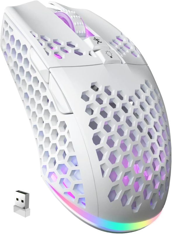 Photo 1 of ***USED - DIRTY - NO BOX - HAS USB***
SM600 White Wireless Gaming Mouse,8000 DPI Tri-Modes BT5.1/Type-C Wired/2.4G Wireless Mouse with 2 Side Buttons, Programmable Macro Gamer Mouse with RGB Light for Laptop/PC/Mac
