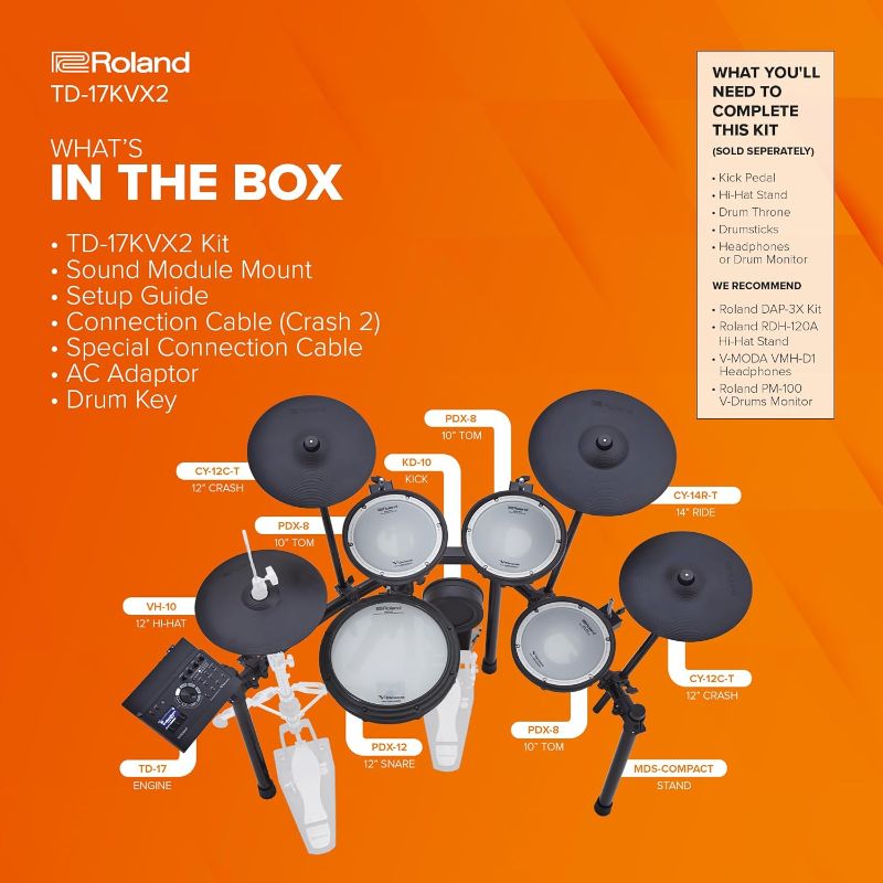 Photo 3 of ***BOX 1 OF 2*** **PARTIAL SET***
Roland V Quiet 5-Piece Electronic Crashes, Ride & Hi-Hat Mounted on Acoustic Stand TD-17KVX2 Ultimate Generation 2 Drums Kit