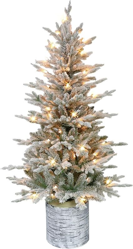 Photo 1 of **BASE CRACKED MINOR**
Puleo International 4.5 Foot Pre-Lit Potted Flocked Arctic Fir Artificial Christmas Tree with 70 UL-Listed Clear Lights
