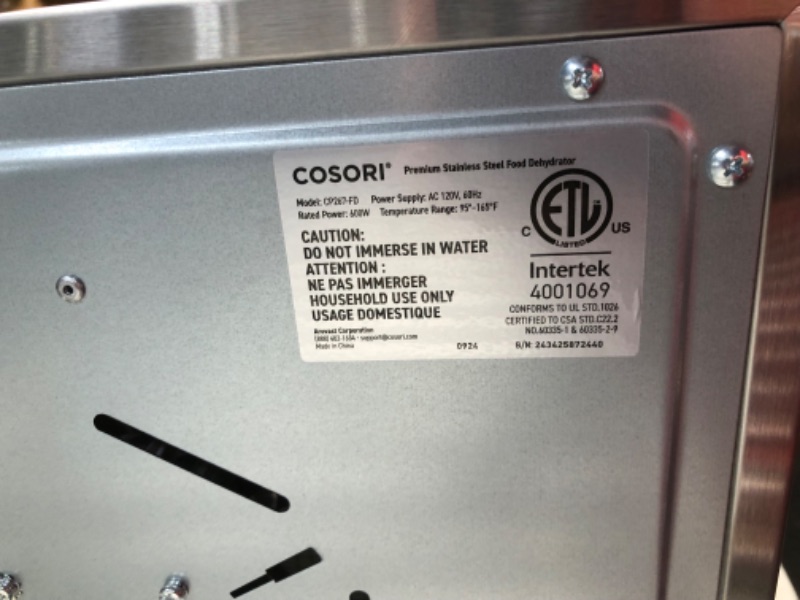 Photo 1 of ***DAMAGED - DENTED - POWERS ON - UNABLE TO TEST FURTHER - MISSING TRAYS - SEE PICTURES***
COSORI Food Dehydrator, Bigger Than 7 Trays With Large 6.5" Drying Space, 600W Power Saves More Time Than 480W, 165°F Dehydrated Dryer for Jerky, Dog Treats, Herbs,