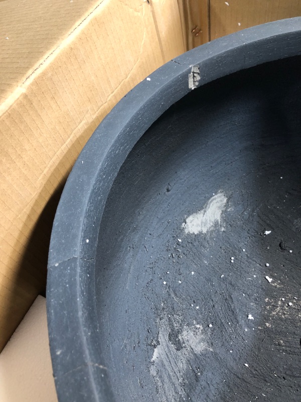 Photo 1 of **DAMAGED, MULTIPLE CRACKS ALONG THE TOP OF POT**
Kante 19.6" Dia Round Concrete Planter, Cement Plant Pots with Drainage Hole and Rubber Plug for Outdoor Indoor Garden Home, Modern Curvaceous Design, Charcoal