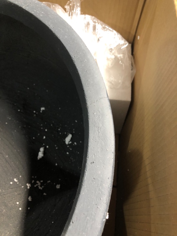 Photo 1 of **DAMAGED, MULTIPLE CRACKS ALONG THE TOP OF POT**
Kante 19.6" Dia Round Concrete Planter, Cement Plant Pots with Drainage Hole and Rubber Plug for Outdoor Indoor Garden Home, Modern Curvaceous Design, Charcoal