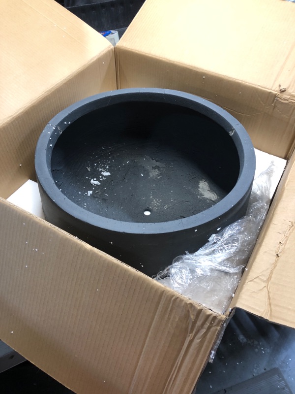 Photo 1 of **DAMAGED, MULTIPLE CRACKS ALONG THE TOP OF POT**
Kante 19.6" Dia Round Concrete Planter, Cement Plant Pots with Drainage Hole and Rubber Plug for Outdoor Indoor Garden Home, Modern Curvaceous Design, Charcoal