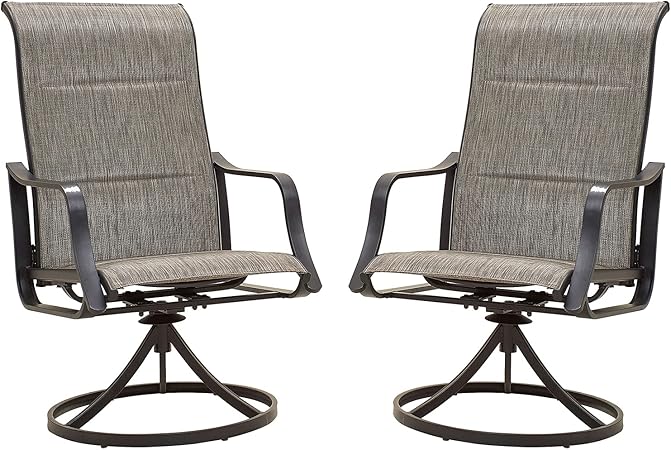 Photo 1 of **FOR PARTS, READ NOTES**
Festival Depot Patio Chair Set of 2 Swivel Rocker Dining Chairs with High Back (Grey, 2 pcs)