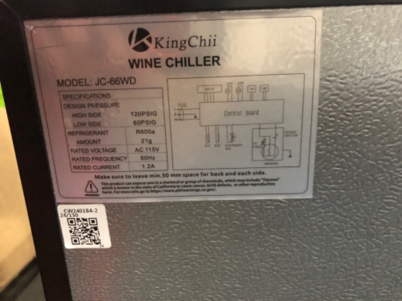 Photo 5 of ***DAMAGED - NO PACKAGING - STOCK PHOTO FOR REFERENCE ONLY - SEE COMMENTS***
KingChii Wine Cooler Refrigerator Freestanding Wine Fridge - Intelligent Digital Control, Low Noise Professional Compressor, Stainless Steel & Tempered Glass for Home, Office, or