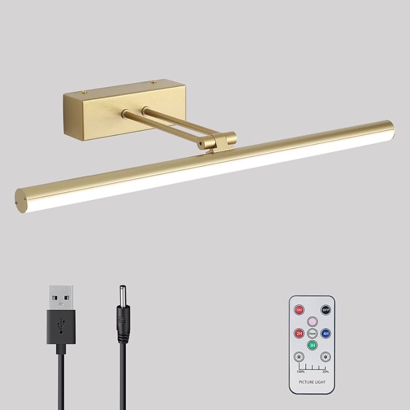 Photo 1 of ***Miss cord and remote****Battery Operated Picture Light,5200mAh Picture Lights for Wall with Remote,16 inch Art Light for Paintings, Gallery Lighting for Photo,Mirror,Artwork Frame,Portrait(Gold)