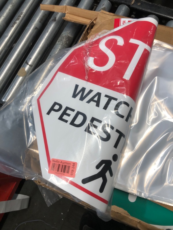 Photo 3 of **bundle of 2**
SmartSign “Stop - Watch for Pedestrians” Anti Slip Adhesive Reflective Octagonal Floor Sign | 17" x 17"