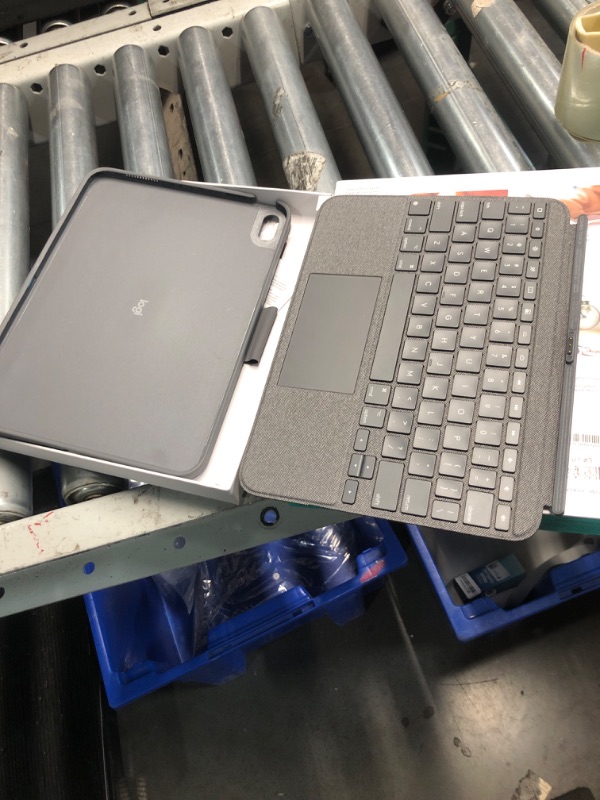 Photo 1 of Logitech Combo Touch Detachable 10th Gen iPad Keyboard Case with Large Precision Trackpad, Full-Size Backlit Keyboard, and Smart Connector Technology - Oxford Gray