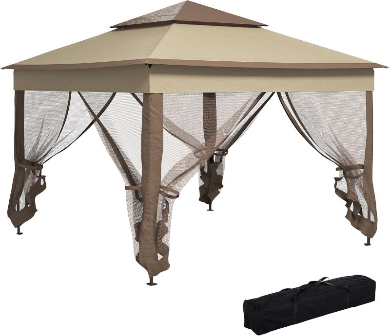 Photo 1 of ***TRUCK/TRAILER PICK UP***
Outsunny 11' x 11' Pop Up Canopy, Outdoor Patio Gazebo Shelter with Removable Zipper Netting, Instant Event Tent w/ 114 Square Feet of Shade and Carry Bag for Backyard, Garden, Khaki
