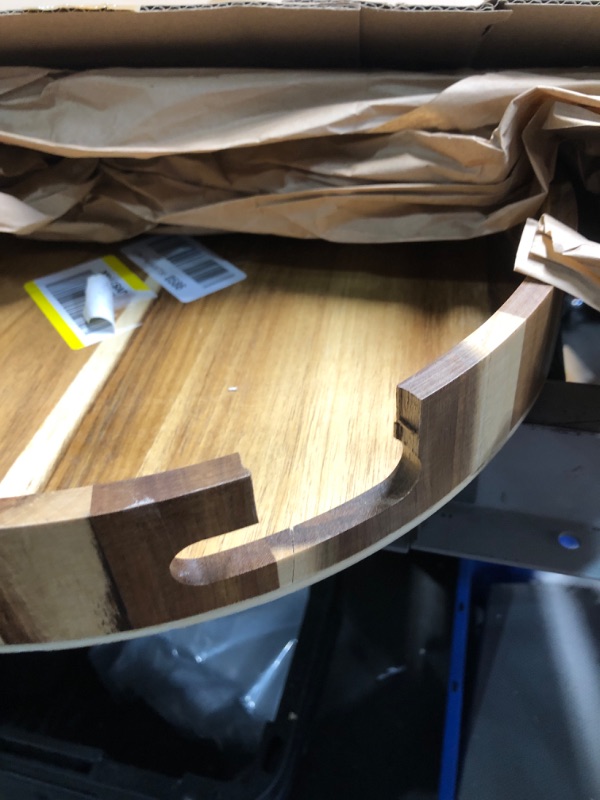 Photo 1 of ***DAMAGED - SEE PICTURES***
WONFUlity Round Wooden Trays for Coffee Table?Leak-Proof Ottoman Tray Acacia Wood Tray with Handles Food Serving Trays for Living Room 16.34 Inch