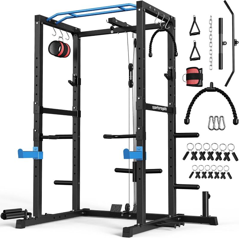 Photo 1 of ***PARTIAL SET/MISSING FRAME***
Sportsroyals Power Cage,1600lbs Multi-Function Power Rack with Adjustable Cable Crossover System and More Training Attachment, Weight Cage for Home Gym
