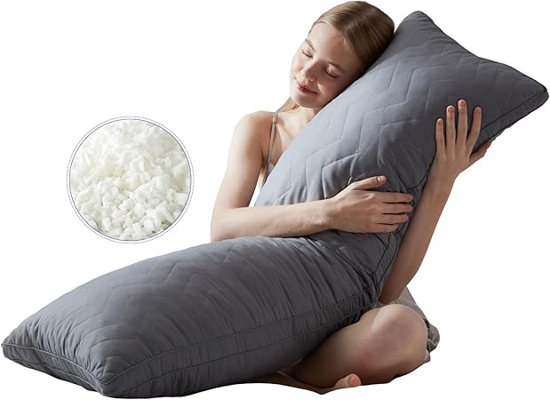 Photo 1 of ***IMAGE FOR REFERENCE***
Quilted Memory Foam Body Pillow - Large Full Body Pillows for Adults - Soft Long Bed Pillows for Side Sleepers - 20x54 inch (Grey)