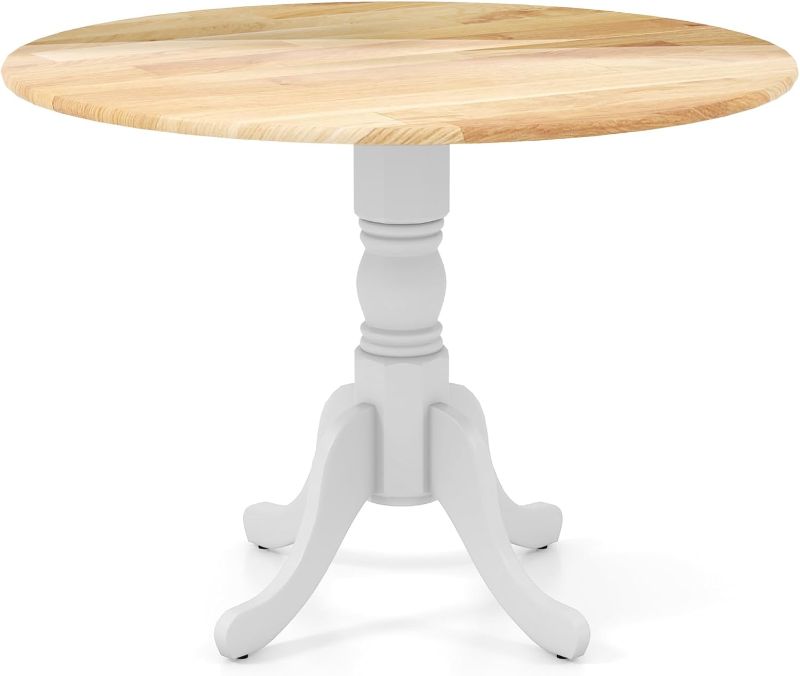 Photo 1 of ***IMAGE FOR REFERENCE*** ***WHITE TABLE***
Round Dining Table for 4, 40 Inch Farmhouse Round Kitchen Table with Heavy-Duty Rubber Wood Frame & Curved Trestle Legs, Mid-Century Rustic Pedestal Table for Home, Dining Room & Living Room