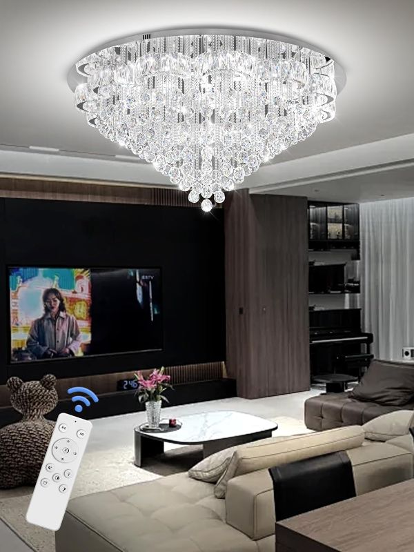 Photo 1 of ***TRUCK / TRAILER PICK UP***
Flashing God Dia 48" Large Chandelier Crystal Gold Ceiling Light Fixtures LED Flush Mount Ceiling Light for Living Room Bedrooms Dining Room Dimmable 2700k 4500k 6000k