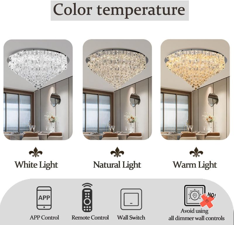 Photo 3 of ***TRUCK / TRAILER PICK UP***
Flashing God Dia 48" Large Chandelier Crystal Gold Ceiling Light Fixtures LED Flush Mount Ceiling Light for Living Room Bedrooms Dining Room Dimmable 2700k 4500k 6000k