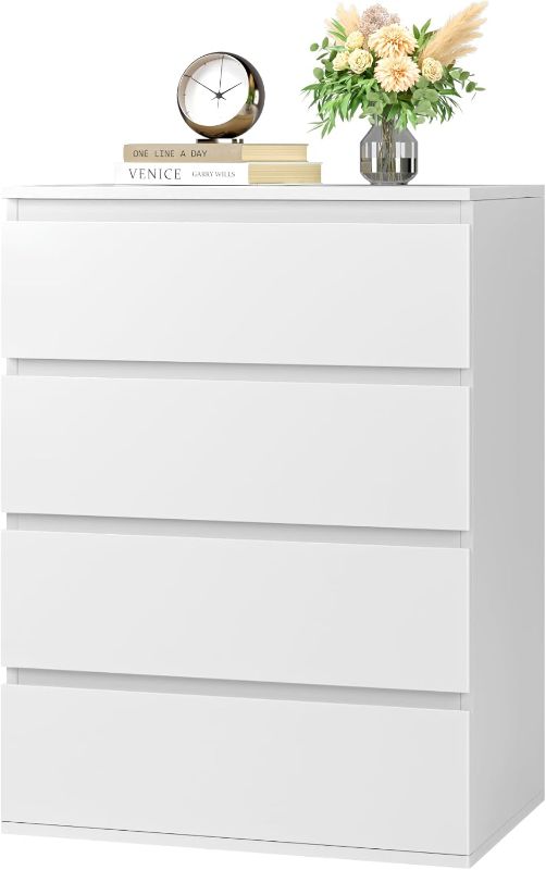 Photo 1 of ***IMAGE FOR REFERENCE***
4 Drawer Dresser, White Dresser Modern Storage Chest of Drawers 23.6L x 15.7W x 31.5H in, White Dresser Storage Cabinet with 4 Drawers for Home Office, White