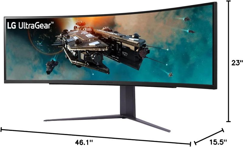 Photo 2 of ***UNTESTED - MISSING PARTS*** ***ONLY MONITOR - NO CABLES***
LG 49" UltraGear DQHD (5120x1440) Curved Gaming Monitor, 240Hz, 1ms, VESA DisplayHDR 1000, HDMI 2.1, DisplayPort, 4-Pole HP Out DTS HP:X, AMD FreeSync Premium Pro, Tilt/Swivel/Height Stand, Bla