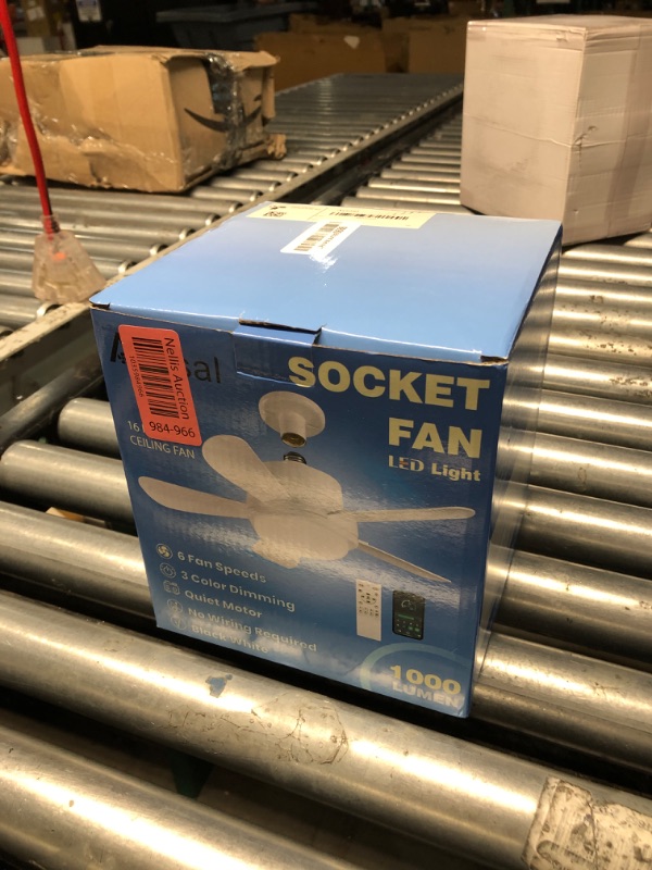 Photo 1 of 16 Inch Socket Fan Lights with E26/E27 Base: Socket Ceiling Fan with Remote & App Contro Screw into Small Ceiling Fan Light with 6 Speeds 3 Color Dimmable for Bedroom Living Room Kitchen Home Garage