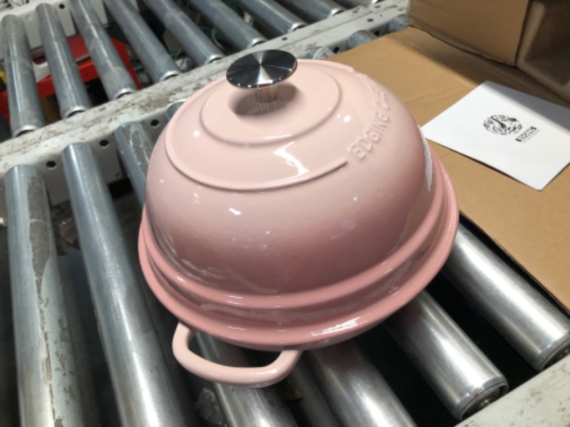 Photo 5 of ***DAMAGED - CHIPPED - SEE PICTURES***
EDGING CASTING Enameled Cast Iron Dutch Oven Pot with Lid, Round Bread Oven for Homemade Sourdough Bread Baking, 6 Quart, Pink