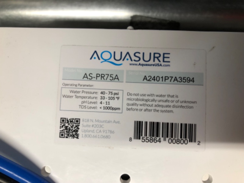 Photo 5 of ***MAJOR DAMAGE - CRACKED - SEE PICTURES - LIKELY MISSING PARTS - UNABLE TO VERIFY FUNCTIONALITY***
Aquasure Premier Advanced Reverse Osmosis Drinking Water Filtration System w/ Quick Twist Lock - 75 GPD - Brushed Nickel Faucet