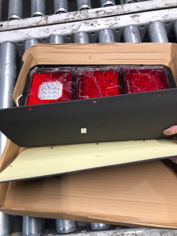 Photo 1 of Partsam 2Pcs LED Triple Tail Lights 45 LEDs, Rectangle Vertical or Horizontal Mount LED Trailer Camper RV Tail Lights Stop Turn Tail Backup Reverse Lights Taillights w/Black Base - Red/Clear Lens