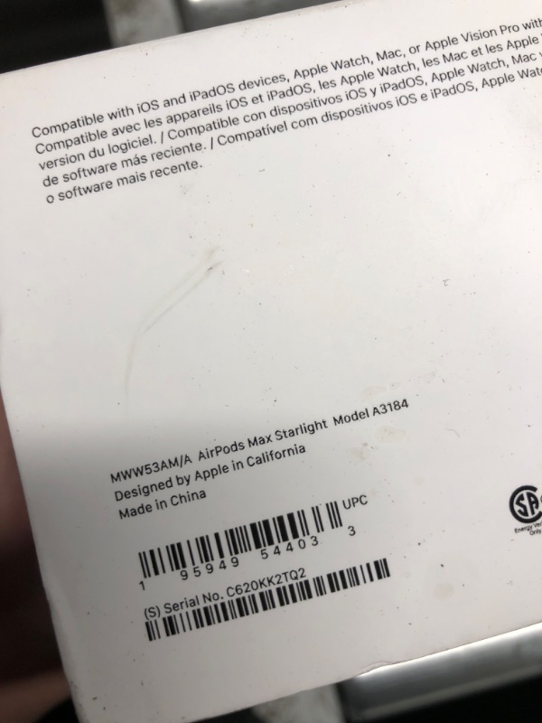 Photo 1 of Apple AirPods Max Wireless Over-Ear Headphones, Pro-Level Active Noise Cancellation, Transparency Mode, Personalized Spatial Audio, USB-C Charging, Bluetooth Headphones for iPhone - Starlight