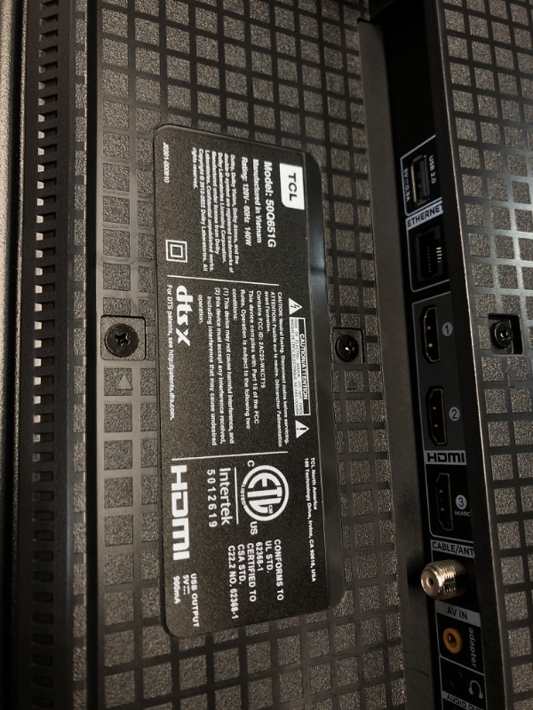 Photo 1 of *MISSING POWER CORD!* *UNTESTED* TCL 50-Inch Q65 QLED 4K UHD Smart TV with Google TV (50Q651G, 2024 Model) Dolby Vision, Dolby Atmos, HDR Pro+, Game Accelerator Enhanced Gaming, Voice Remote, Works with Alexa, Streaming Television