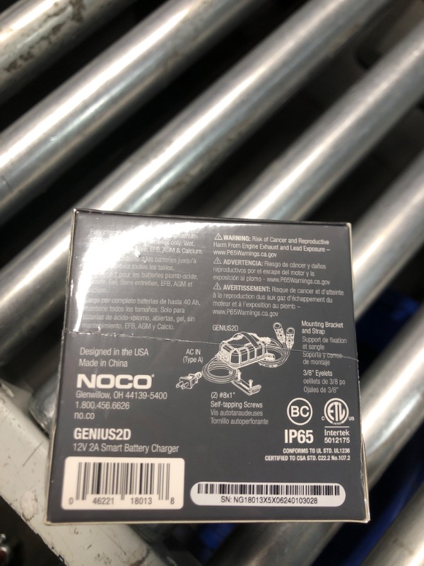 Photo 3 of ***Factory Sealed*** NOCO GENIUS2D, 2A Direct-Mount Onboard Car Battery Charger, 12V Automotive Charger, Battery Maintainer, Trickle Charger, Float Charger and Desulfator for Marine, ATV, Truck and Deep Cycle Batteries