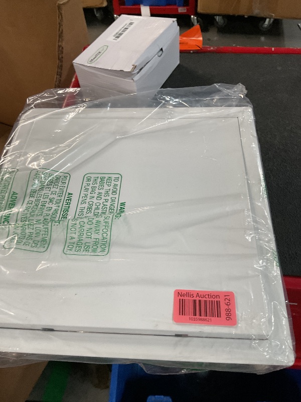 Photo 1 of 12" x 12" Inch Galvanized Steel Access Panel Door with Click Open/Close Mechanism, for Indoor Use, Opening Flap Cover Plate Latch, Inspection Hatch, White Polymer Coating