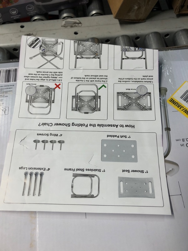 Photo 1 of ***USED - LIKELY MISSING PARTS***
UGarden Folding Shower Chair Seat, Stainless Steel Small Shower Chair for Inside Shower with Pad/Grab Bar, 400lbs Portable Travel Shower Stool, Safety Anti-Slip Bath Chair for Seniors, Disabled, Gray