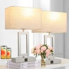 Photo 1 of ***(MINOR DAMAGE/ SEE NOTES) ***
gernehop Silver Table Lamps Set of 2 with Dual USB Ports,3-Way Dimmable Touch Control Bedside Lamps,Modern Bedroom Table Lamp for Living Room,Nightstand LED Bulbs Included