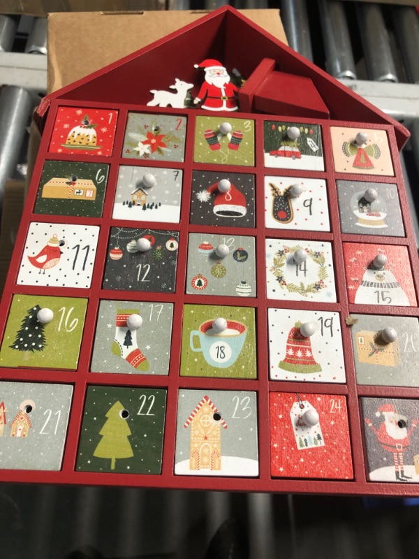 Photo 3 of ***(MINOR DAMAGE/ SEE NOTES) ***
SAND MINE Wooden Advent Calendar with 25 Drawers, Countdown to Christmas, Refillable Wooden Advent, Red