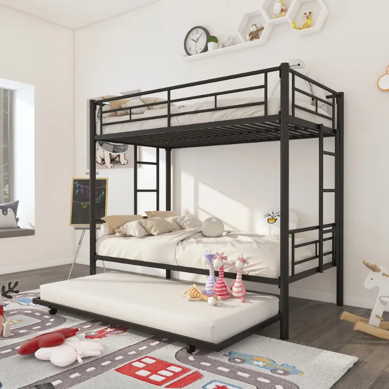 Photo 1 of ***USED - LIKELY MISSING PARTS - UNABLE TO VERIFY FUNCTIONALITY - SEE PICTURES***
Twin Over Twin Metal Bunk Bed Frame with Trundle – Upgrade Reinforcement Version, W137158407, 78.00?L x 41.50?W x 65.20?H