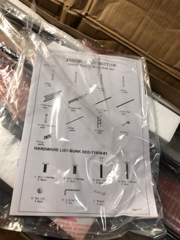 Photo 7 of ***USED - LIKELY MISSING PARTS - UNABLE TO VERIFY FUNCTIONALITY - SEE PICTURES***
Twin Over Twin Metal Bunk Bed Frame with Trundle – Upgrade Reinforcement Version, W137158407, 78.00?L x 41.50?W x 65.20?H