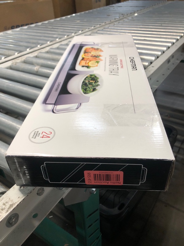 Photo 1 of Chefman Long Electric Warming Plate Heating Element, Prep Food for Parties, Stainless Steel Frame & Tempered Glass Surface, Buffet at Home, for Trays & Dishes, Cool-Touch Handles, Black