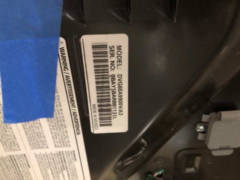 Photo 5 of ***DAMAGED - DENTED - UNTESTED - SEE PICTURES***
SAMSUNG 7.5 Cu. Ft. Smart Dial Gas Dryer with FlexDry, Dry 2 Loads in 1 Large Capacity Machine, Super Speed 30 Minute Clothes Drying Cycle, WiFi Connected Control, DVG60A9900V/A3, Brushed Black