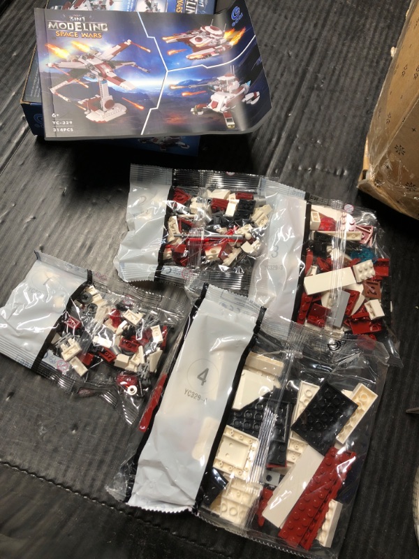 Photo 1 of QLT 3 in 1 Space Wars Building Set - Buildable X-Wing Fighter, Republic Fighter Tank, AV-7 Anti Vehicle Cannon, Compatible with Lego, Great Birthday Gift Toy for Star Fans Kids Boys Girls Ages 6+