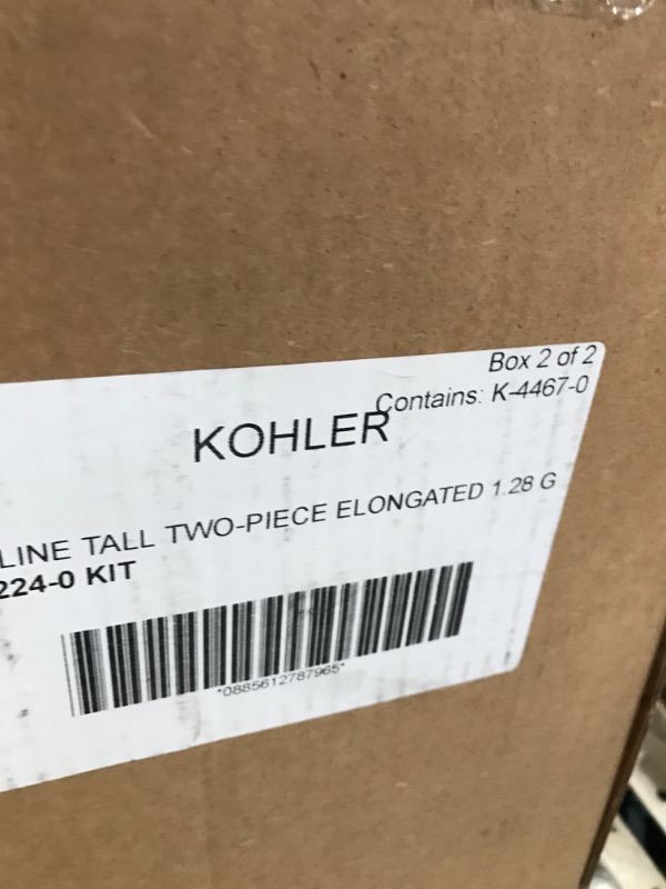 Photo 4 of ***BOX 2 of 2 ONLY NON-REFUNDABLE*** KOHLER K-25224-0 Highline Tall Two-Piece Elongated Toilet with Left-Hand Trip Lever, Elongated Toilet Bowl, 1.28 GPF, White