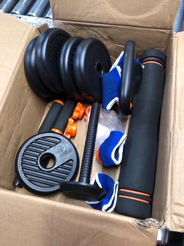 Photo 5 of ***USED - MISSING WEIGHTS - INCLUDED WEIGHTS ONLY ADD UP TO 18 POUNDS - SEE PICTURES***
Adjustable Dumbbells 45lbs Free Weight Dumbbell Set with Connector Used as Barbell Kettlebells Adjustable Barbell Weights Set for Home Gym