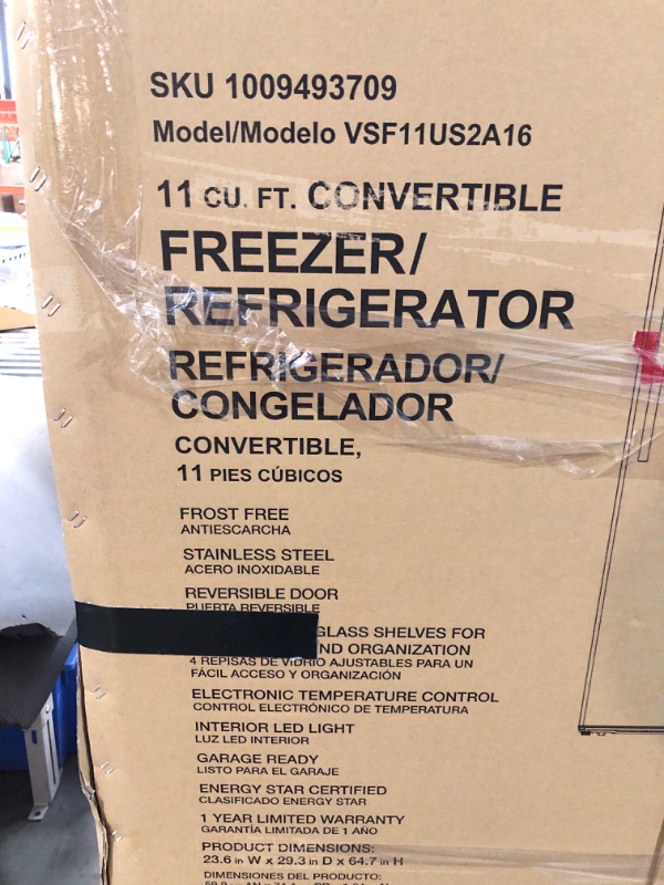 Photo 3 of ***FACTORY SEALED***11 Cu. Ft. Convertible Auto Defrost Garage Ready Upright Freezer/Refrigerator in Stainless Steel, Energy Star
