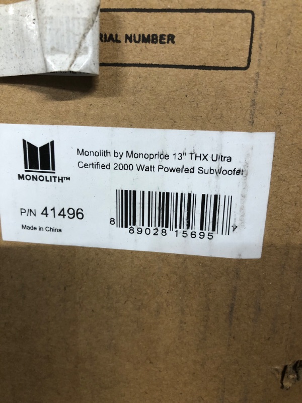 Photo 4 of **DAMAGE** Monolith THX Ultra Certified 2000 Watt Powered Subwoofer - 13-Inch, Massive Output, Low Distortion, for Studio and Home Theater Systems, Black Ash Finish *Damage to 1 corner*