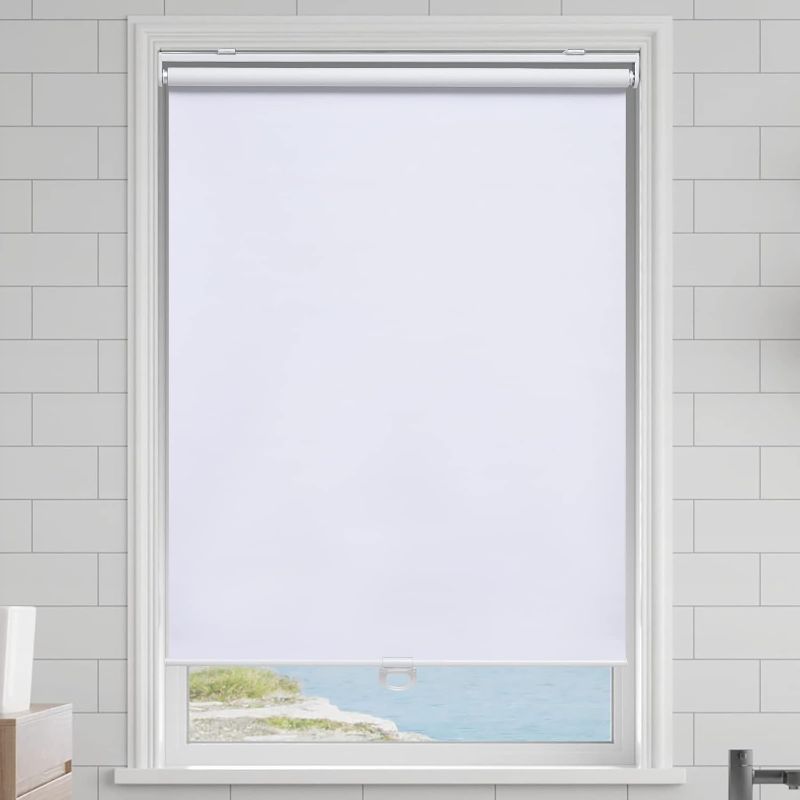 Photo 1 of AOSKY Cordless Roller Shades Blackout Blinds for Windows Room Darkening Rolled Up Shades with Spring System, UV Protection Window Shades Door Blinds for Home and Office (23" W x 72" H, White)
