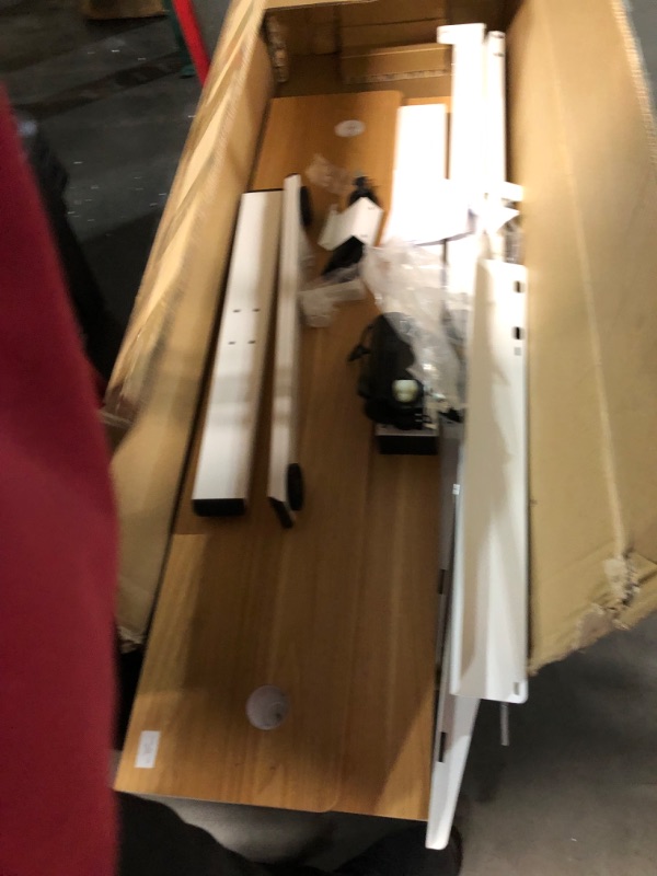 Photo 1 of ***NONREFUNDABLE - MISSING PARTS - SEE COMMENTS***
FLEXISPOT EN1 Bamboo Standing Desk, 55 x 28 Inches Whole-Piece Electric Adjustable Height Desk Sit Stand Desk, Home Office Table Stand up Desk (White Frame + Bamboo Curved Desktop, 2 Packages)