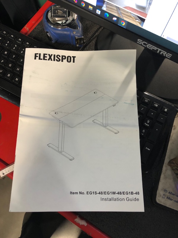 Photo 1 of ***NONREFUNDABLE - MISSING PARTS - SEE COMMENTS***
FLEXISPOT EN1 Bamboo Standing Desk, 55 x 28 Inches Whole-Piece Electric Adjustable Height Desk Sit Stand Desk, Home Office Table Stand up Desk (White Frame + Bamboo Curved Desktop, 2 Packages)