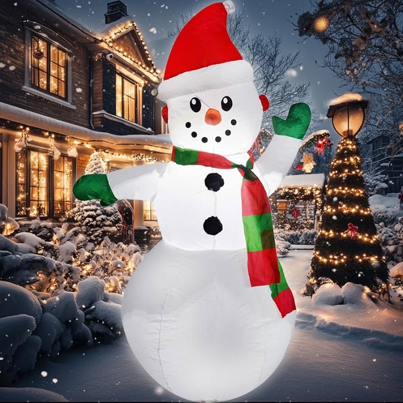 Photo 1 of ***STOCK PHOTO REFERENCE ONLY*** Mimi Funn 4FT Christmas Snowman Inflatables Blow Up Yard Decorations, Christmas Blow Up Snowman with Colorful Scarf for Indoor Outdoor Yard Garden Decorations